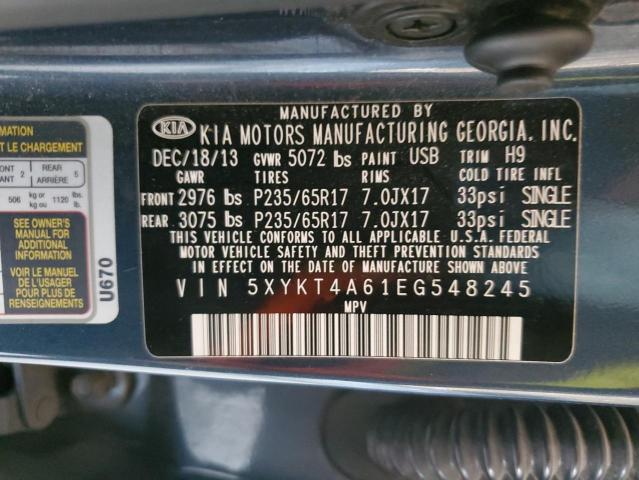 5XYKT4A61EG548245 - 2014 KIA SORENTO LX BLUE photo 13