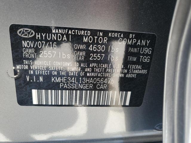 KMHE34L13HA056475 - 2017 HYUNDAI SONATA HYBRID GRAY photo 12