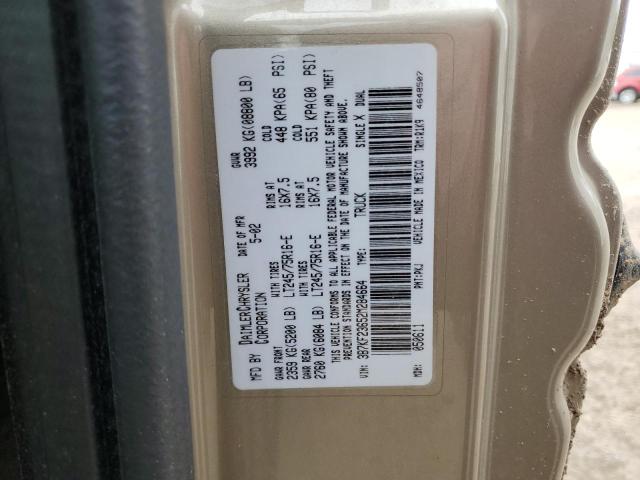 3B7KF23652M284664 - 2002 DODGE RAM 2500 TAN photo 12