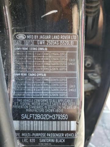 SALFT2BG2DH379350 - 2013 LAND ROVER LR2 HSE TECHNOLOGY BLACK photo 12