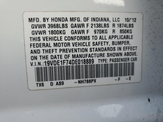 19VDE1F74DE018889 - 2013 ACURA ILX 20 TECH WHITE photo 12