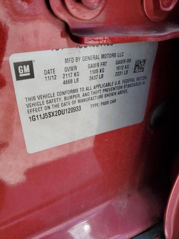 1G11J5SX2DU120933 - 2013 CHEVROLET MALIBU LTZ 红色 照片 12