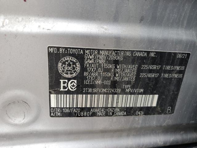 2T3B1RFV3MC224329 - 2021 TOYOTA RAV4 LE SILVER photo 14
