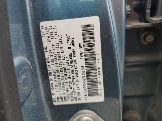 5J6TF3H52EL002006 - 2014 HONDA CROSSTOUR EXL ლურჯი ფოტო 12