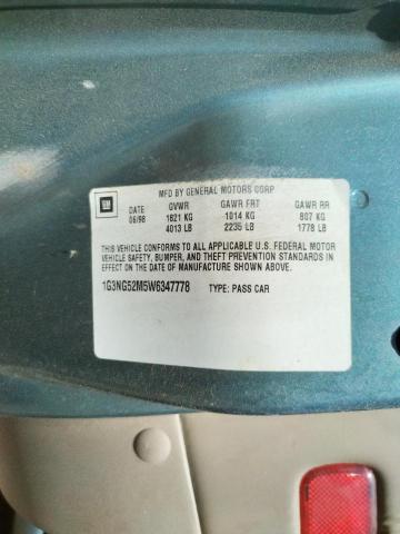 1G3NG52M5W6347778 - 1998 OLDSMOBILE CUTLASS GL GREEN photo 10