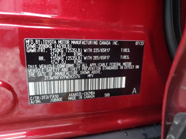 2T3W1RFV7PW282576 - 2023 TOYOTA RAV4 XLE RED photo 13
