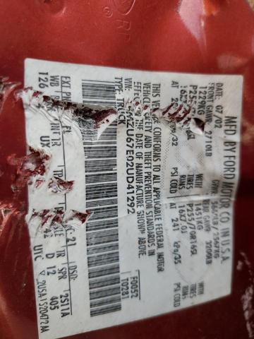 1FMZU67E02UD41292 - 2002 FORD EXPLORER S BURGUNDY photo 13