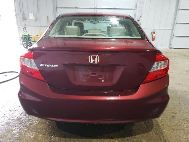 2HGFB2F58CH604609 - 2012 HONDA CIVIC LX MAROON photo 6