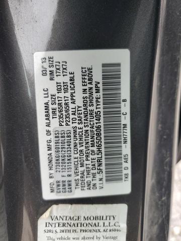 5FNRL5H65DB061405 - 2013 HONDA ODYSSEY EXL ნაცრისფერი ფოტო 13