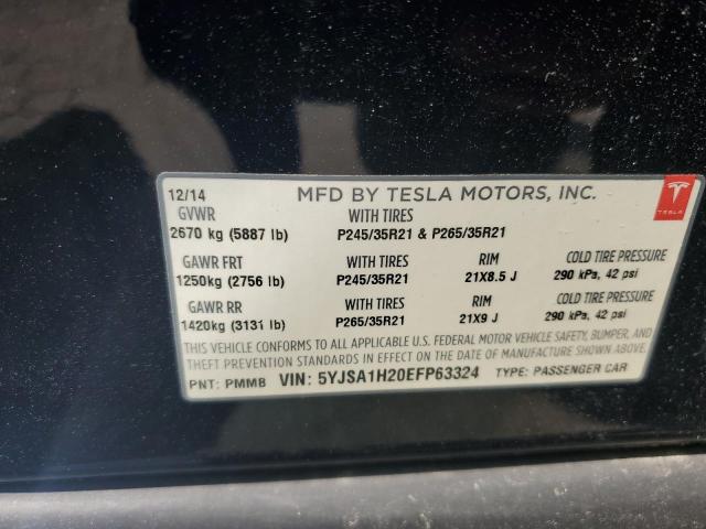 5YJSA1H20EFP63324 - 2014 TESLA MODEL S BLUE photo 12
