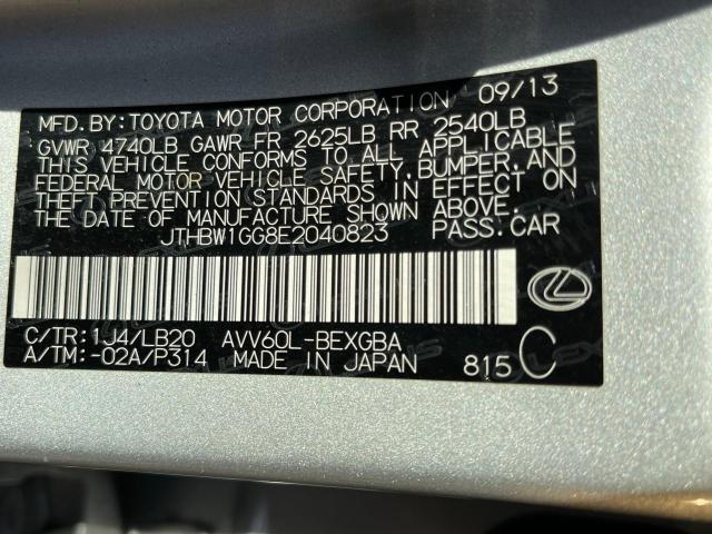 JTHBW1GG8E2040823 - 2014 LEXUS ES 300H SILVER photo 10