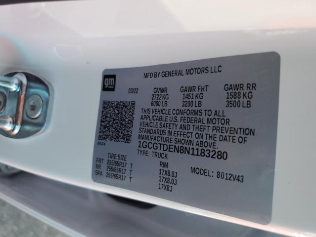 1GCGTDEN8N1183280 - 2022 CHEVROLET COLORADO Z71 WHITE photo 13