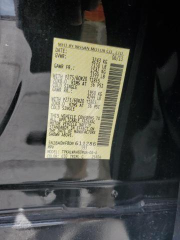 5N1BA0NF8DN611286 - 2013 NISSAN ARMADA PLATINUM შავი ფოტო 13