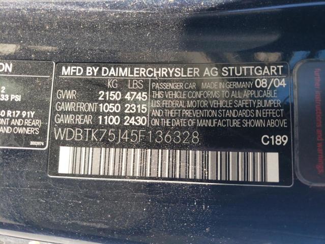 WDBTK75J45F136328 - 2005 MERCEDES-BENZ CLK 500 BLUE photo 12