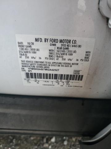 1FM5K8AB7MGA42527 - 2021 FORD EXPLORER POLICE INTERCEPTOR თეთრი ფოტო 14