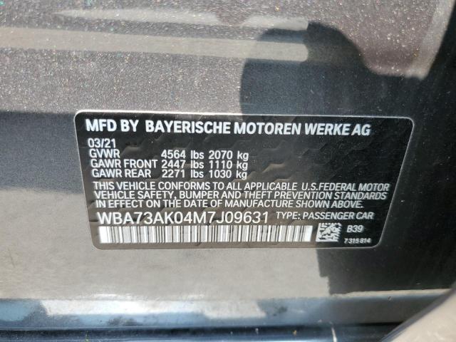 WBA73AK04M7J09631 - 2021 BMW 228XI GRAY photo 13