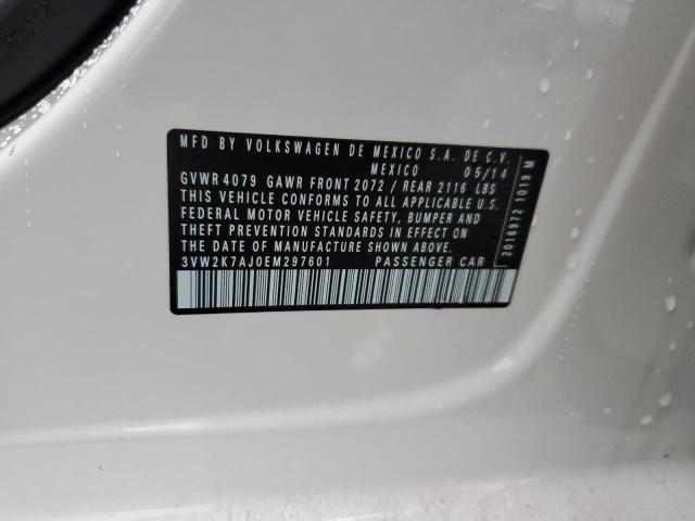 3VW2K7AJ0EM297601 - 2014 VOLKSWAGEN JETTA BASE 白色 照片 12