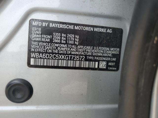 WBA6D2C5XKGT73572 - 2019 BMW 640 XI GRAN COUPE SILVER photo 12