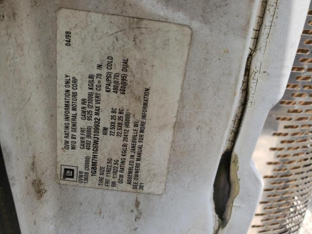 1GBM7H1C6WJ109932 - 1998 CHEVROLET C-SERIES C7H042 白色 照片 10