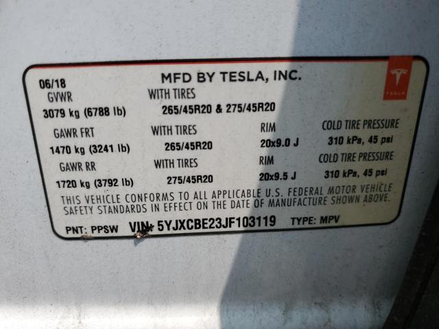 5YJXCBE23JF103119 - 2018 TESLA MODEL X WHITE photo 14