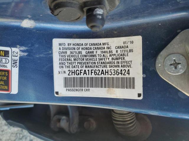 2HGFA1F62AH536424 - 2010 HONDA CIVIC LX-S Կապույտ լուսանկար 13