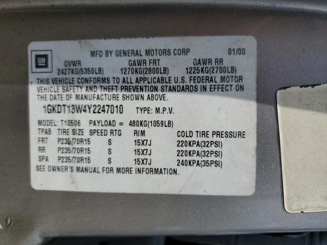 1GKDT13W4Y2247010 - 2000 GMC JIMMY / EN GRAY photo 14