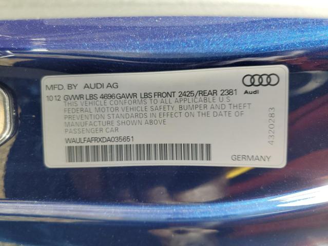 WAULFAFRXDA035651 - 2013 AUDI A5 PREMIUM PLUS BLUE photo 12