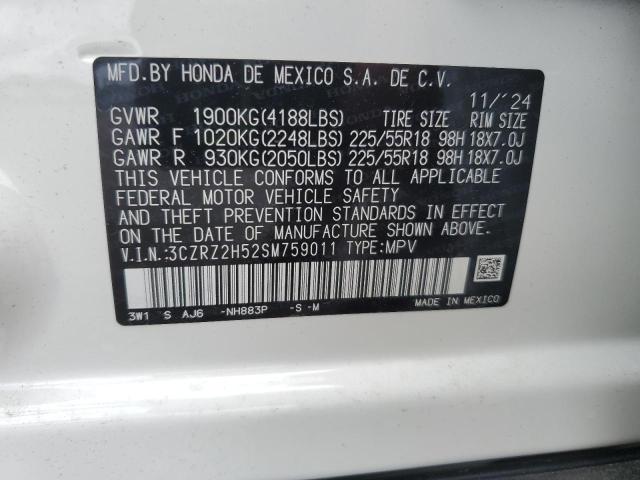 3CZRZ2H52SM759011 - 2025 HONDA HR-V SPORT WHITE photo 13