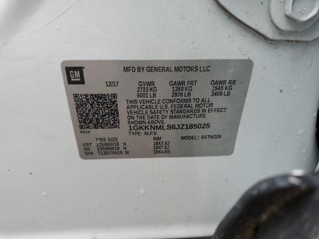 1GKKNMLS6JZ185025 - 2018 GMC ACADIA SLT-1 თეთრი ფოტო 13