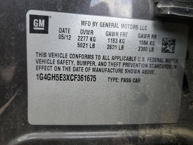 1G4GH5E3XCF361675 - 2012 BUICK LACROSSE PREMIUM CHARCOAL photo 12