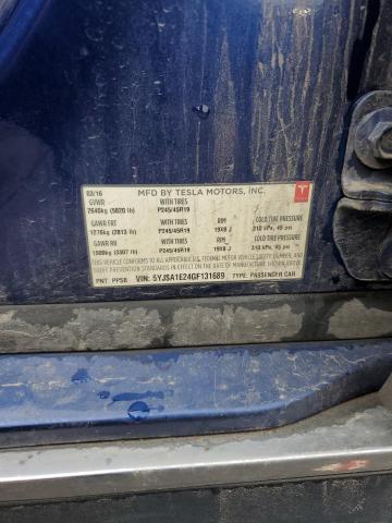 5YJSA1E24GF131689 - 2016 TESLA MODEL S Կապույտ լուսանկար 13