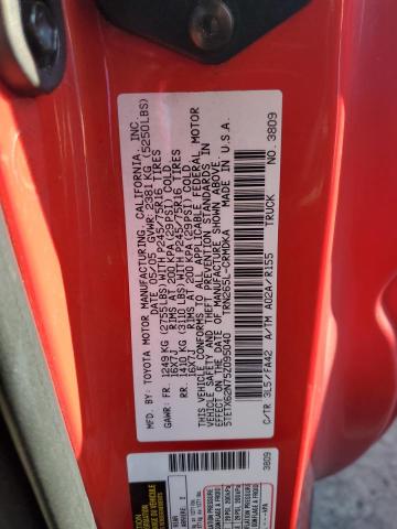 5TETX62N75Z095040 - 2005 TOYOTA TACOMA PRERUNNER ACCESS CAB RED photo 12
