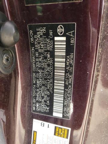 JTKDE3B76A0307391 - 2010 TOYOTA SCION TC MAROON photo 12