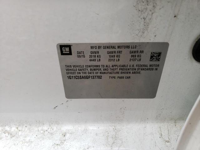 1G11C5SA6GF137782 - 2016 CHEVROLET MALIBU LIM LT 白色 照片 12