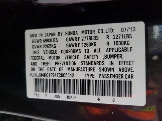 JH4KC1F94EC005542 - 2014 ACURA RLX ADVANCE BURGUNDY photo 12