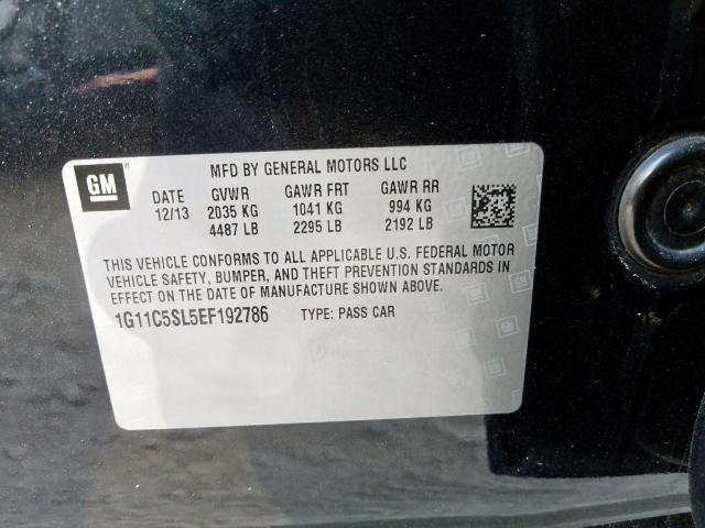 1G11C5SL5EF192786 - 2014 CHEVROLET MALIBU 1LT  照片 10