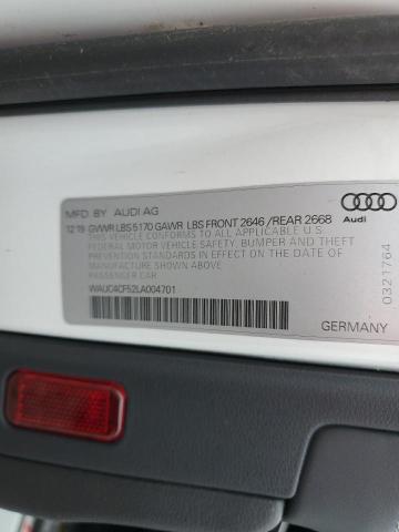 WAUC4CF52LA004701 - 2020 AUDI S5 PREMIUM PLUS WHITE photo 12
