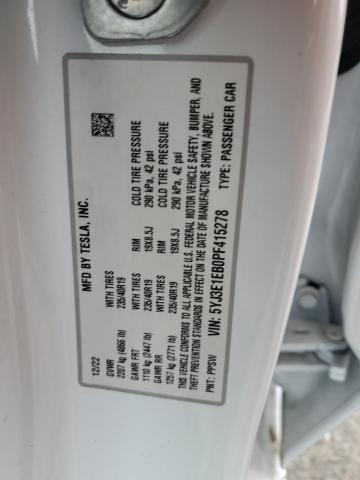 5YJ3E1EB0PF415278 - 2023 TESLA MODEL 3 თეთრი ფოტო 12