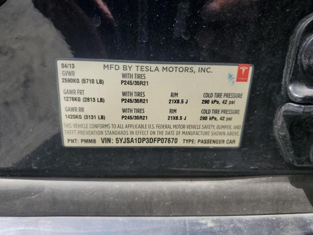 5YJSA1DP3DFP07670 - 2013 TESLA MODEL S 蓝色 照片 12