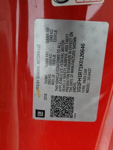 1G1FH1R71K0126646 - 2019 CHEVROLET CAMARO SS RED photo 13