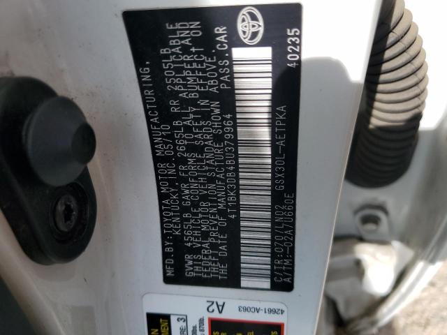 4T1BK3DB4BU379964 - 2011 TOYOTA AVALON BASE WHITE photo 13