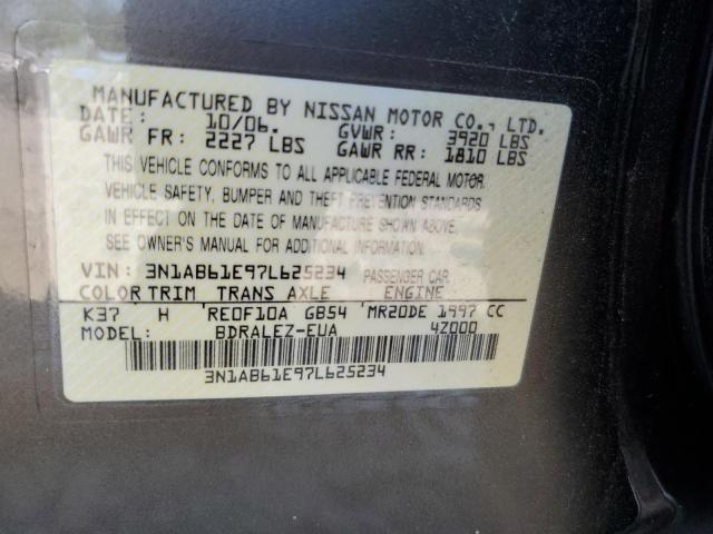 3N1AB61E97L625234 - 2007 NISSAN SENTRA 2.0 GRAY photo 13