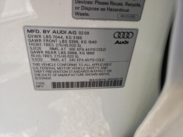 WA1CM74L19D035175 - 2009 AUDI Q7 TDI S-LINE WHITE photo 13