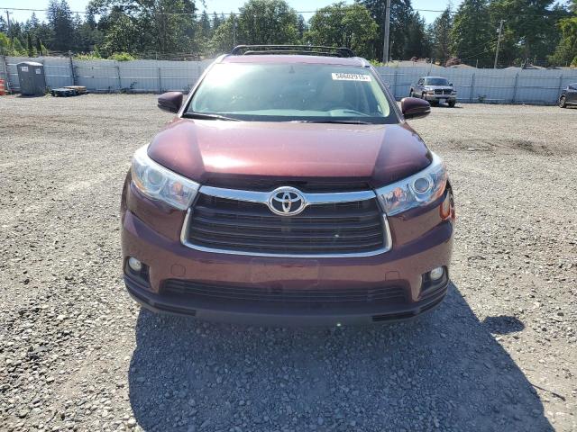 5TDJKRFH6FS136638 - 2015 TOYOTA HIGHLANDER XLE BURGUNDY photo 5