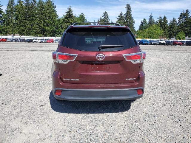 5TDJKRFH6FS136638 - 2015 TOYOTA HIGHLANDER XLE BURGUNDY photo 6