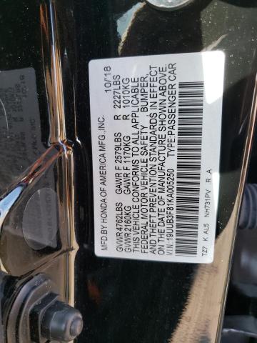 19UUB3F81KA005250 - 2019 ACURA TLX ADVANCE შავი ფოტო 12