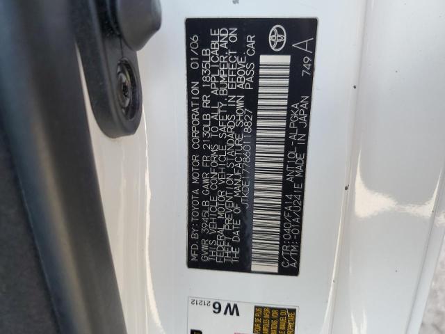 JTKDE177860118827 - 2006 TOYOTA SCION TC 白色 照片 12