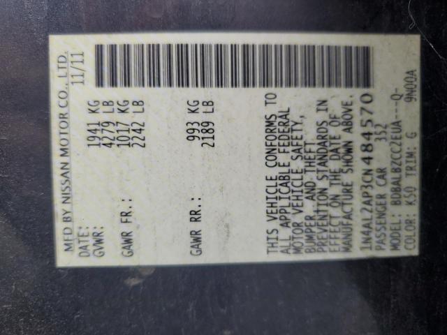 1N4AL2AP3CN484570 - 2012 NISSAN ALTIMA BASE Szary zdjęcie 12