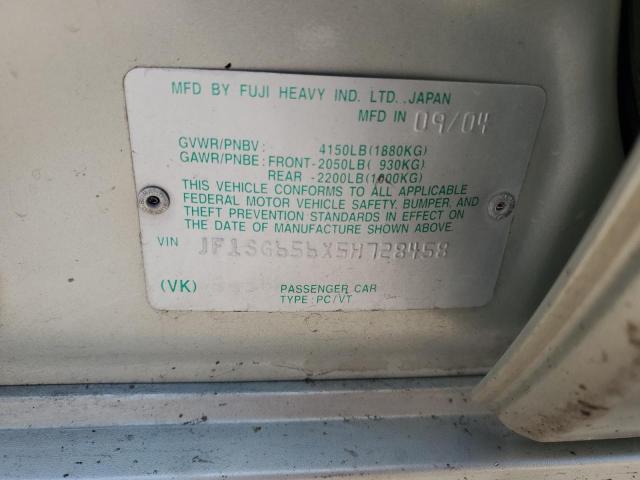 JF1SG656X5H728458 - 2005 SUBARU FORESTER 2.5XS Кремовый фото 13