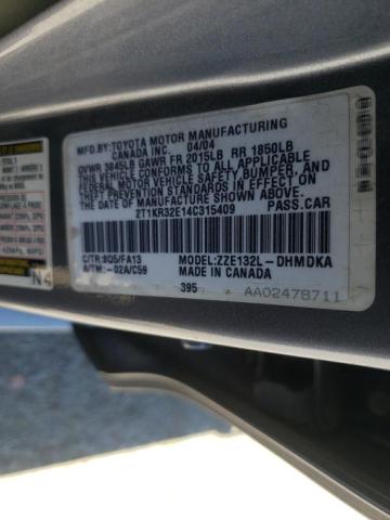 2T1KR32E14C315409 - 2004 TOYOTA COROLLA MA XR BLUE photo 12